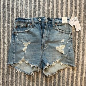 Abercrombie & Fitch Light Blue Distressed Jean Shorts